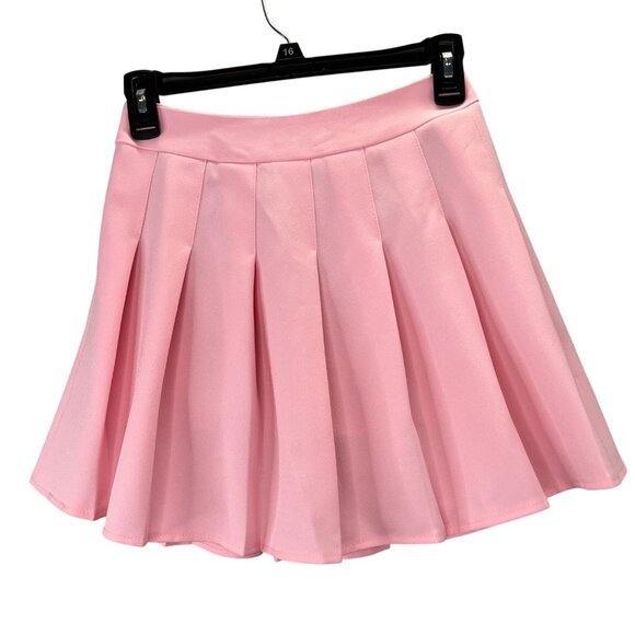 Pink Pleated Mini Skirt Skort 2 4 Women Built in Shorts Tennis Side Zip Preppy - Picture 1 of 6